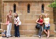 Students outside Church